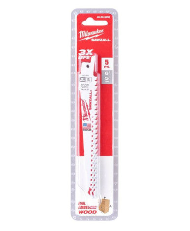 Milwaukee Sawzall Blade 150 X 5 Tpi - 5pcs 48005035