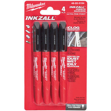 Milwaukee Inkzall Fine Tip Markers (black) - 4pc