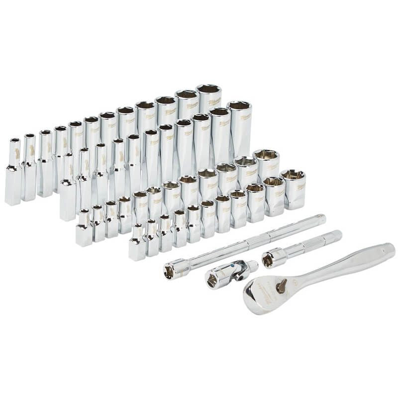 Milwaukee Ratchet & Socket Set 1/4in Metric & Imperial 50pc