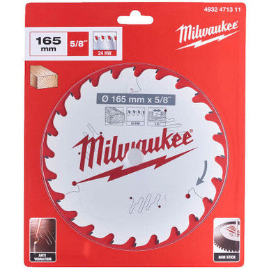 Milwaukee Circular Saw Blade with Anti Friction 165mm x 15.87mm x 24T