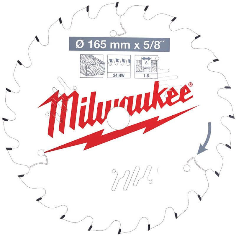 Milwaukee Circular Saw Blade with Anti Friction 165mm x 15.87mm x 24T