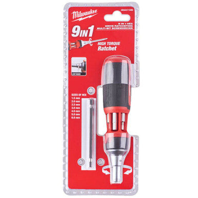 Milwaukee 9 in 1 Ratcheting Multibit Screwdriver - Hex 1pc