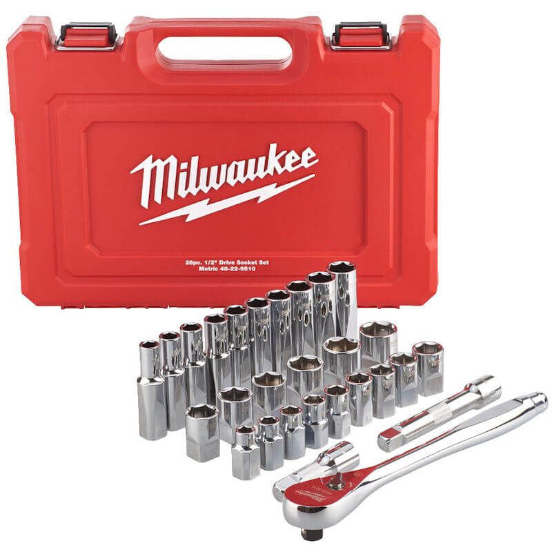 Milwaukee 1/2in Drive Metric Ratchet & Socket 28pc Set