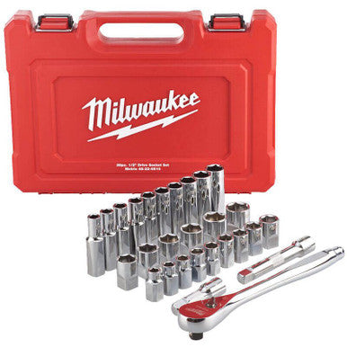 Milwaukee 1/2in Drive Metric Ratchet & Socket 28pc Set