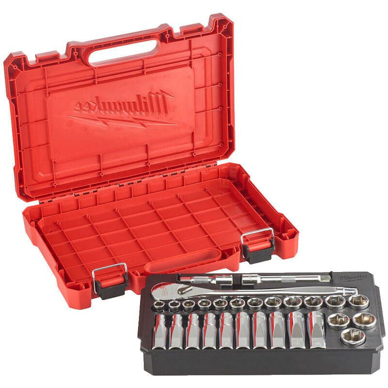 Milwaukee 1/2in Drive Metric Ratchet & Socket 28pc Set