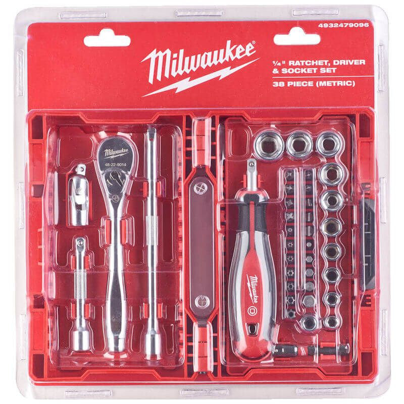 Milwaukee 1/4 Ratchet - Driver & Socket Set 38pc