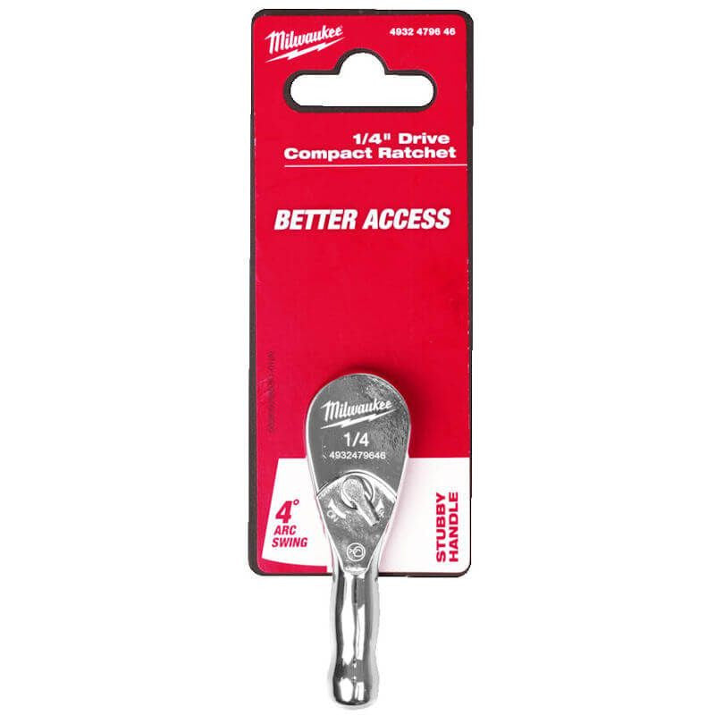 Milwaukee 1/4in Drive Compact Ratchet - 76mm