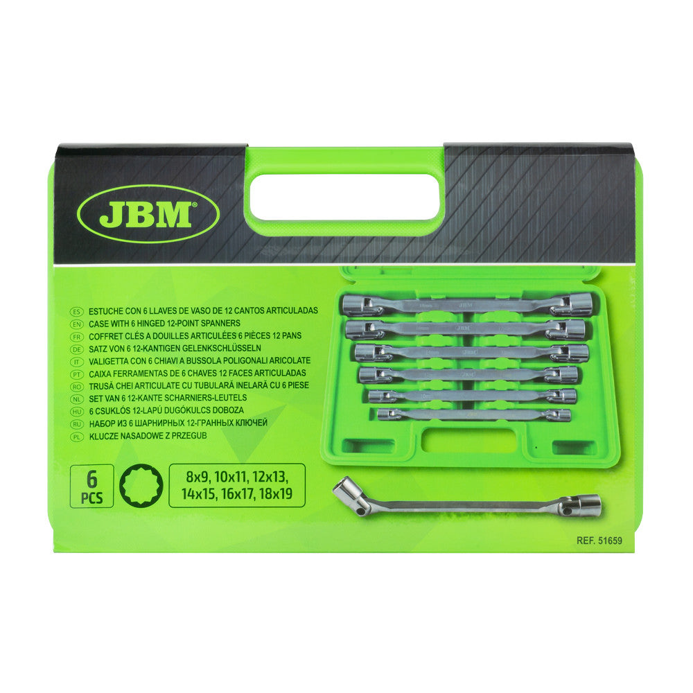 JBM Tools 6pc 12pt Double Swivel Socket Wrench Set