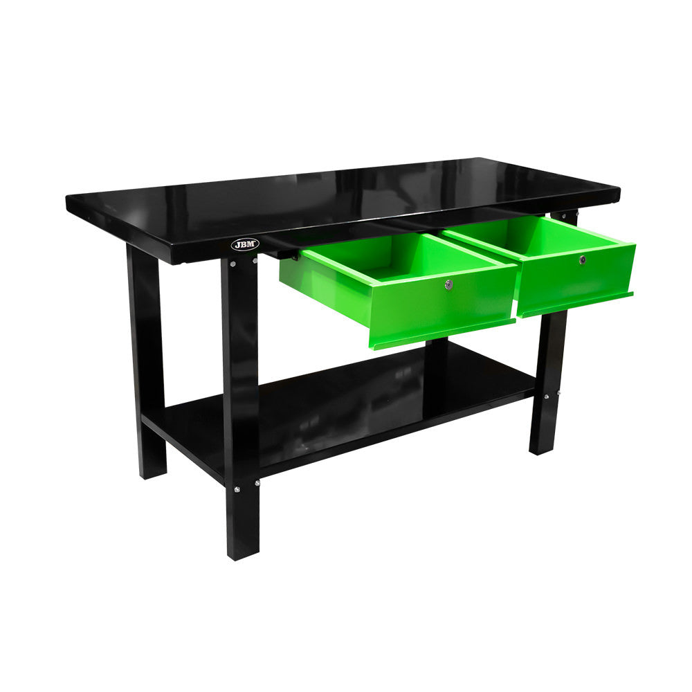 JBM Tools Work Bench With 2 Drawers Black & Green