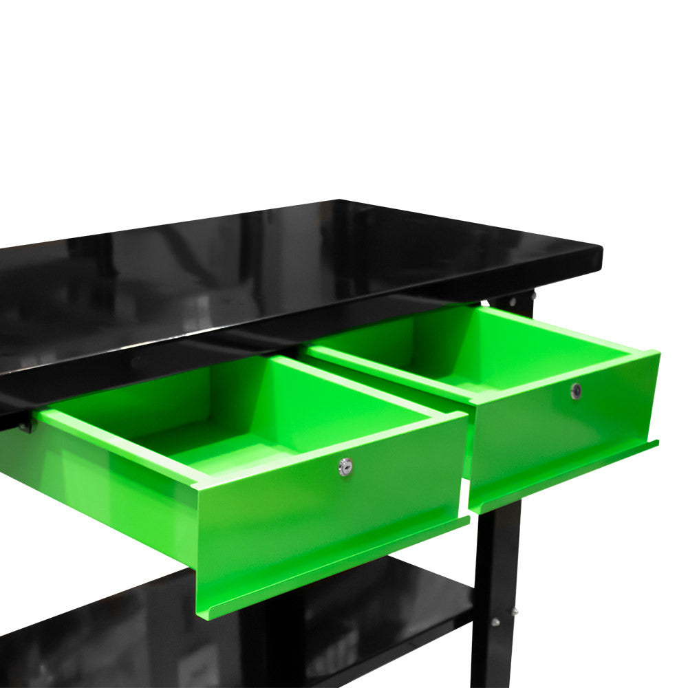 JBM Tools Work Bench With 2 Drawers Black & Green