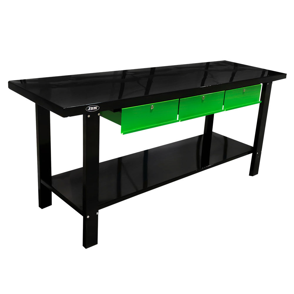 JBM Tools Work Bench with 3 Drawers Black & Green