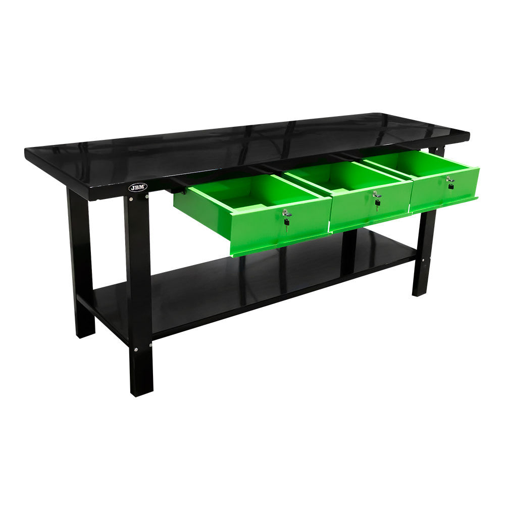 JBM Tools Work Bench with 3 Drawers Black & Green