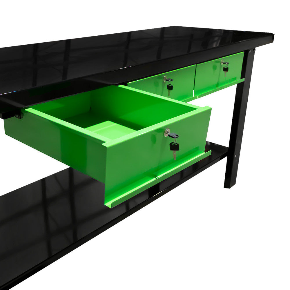 JBM Tools Work Bench with 3 Drawers Black & Green