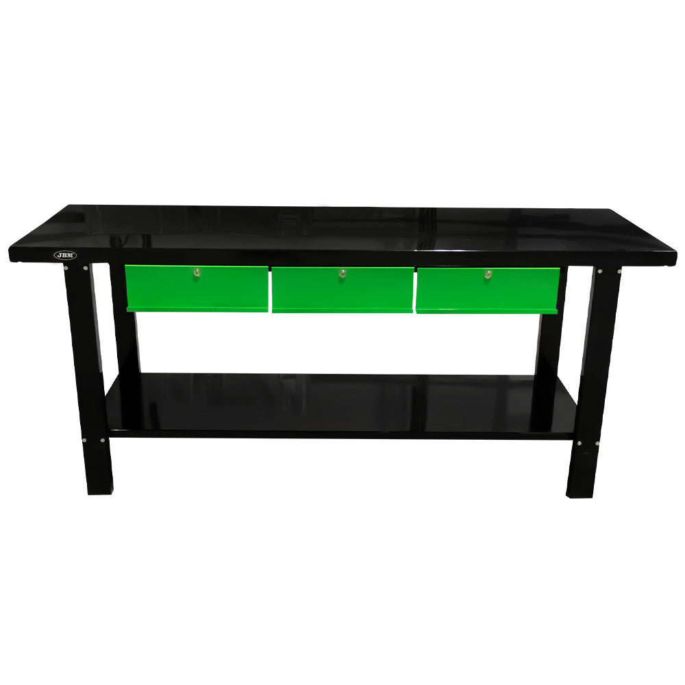 JBM Tools Work Bench with 3 Drawers Black & Green