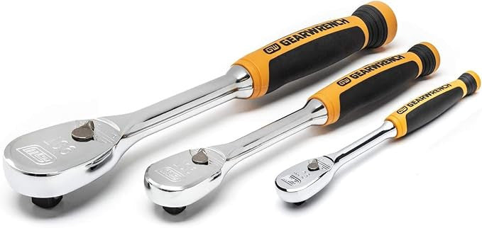 Gearwrench 3Pc 90T Cushion Grip Ratchet Set 1/4, 1/2, 3/8