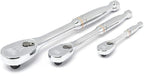 Gearwrench 3Pc 90T Ratchet Set Full Polish  1/4, 3/8, 1/2