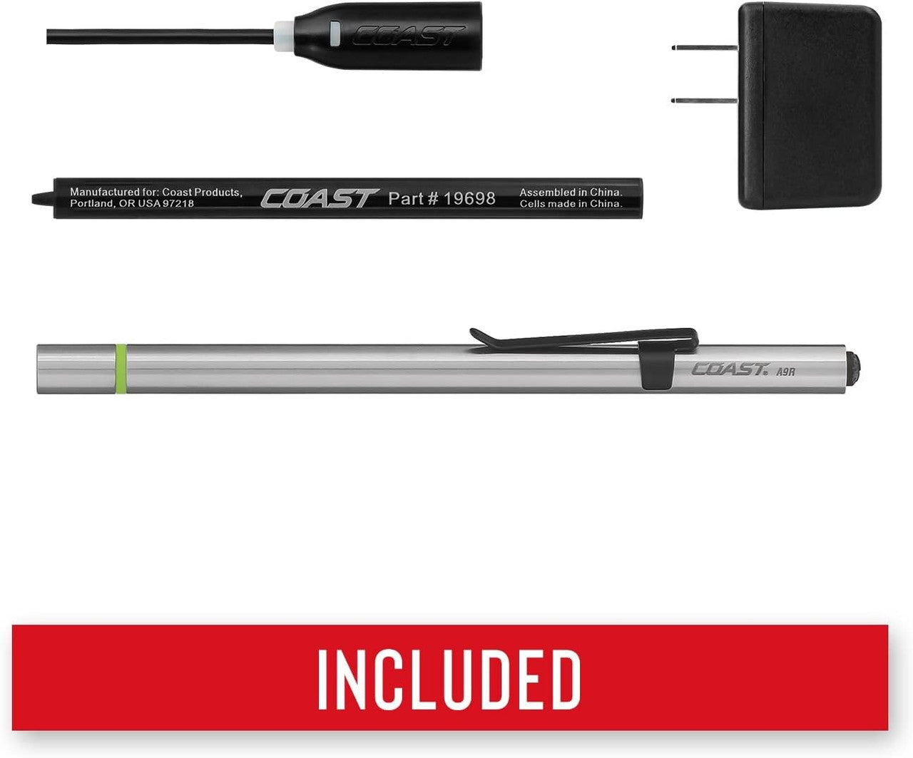 Coast A9-R Rechargeable Inspection Torch Kit Stainless Steel