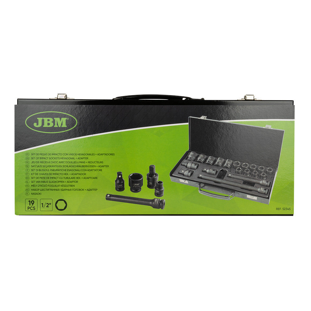 JBM Tools 19pc 1/2 Dr Impact 6pt Socket & Adaptor Set