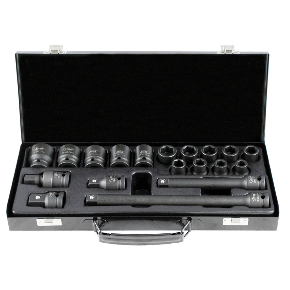 JBM Tools 19pc 1/2 Dr Impact 6pt Socket & Adaptor Set