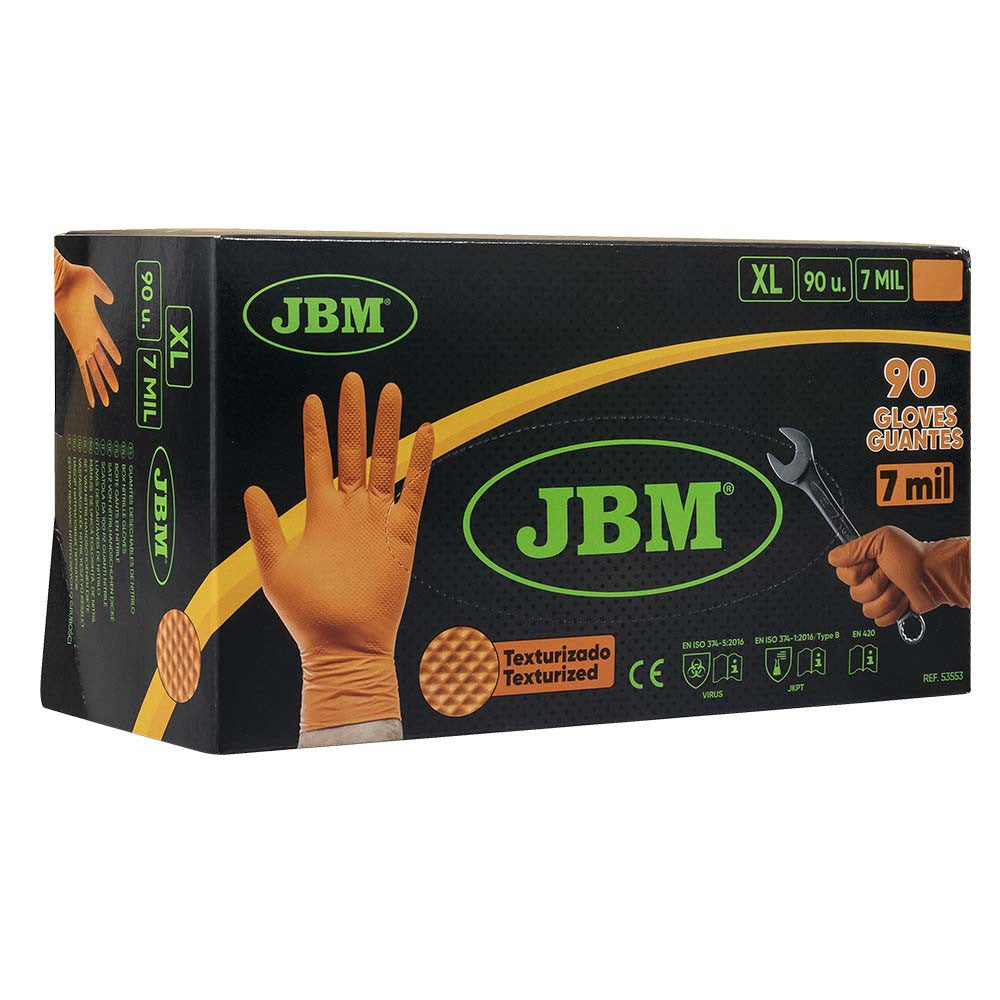 JBM Tools Orange Diamond Nitrile Disposable Gloves 100pc Size XL