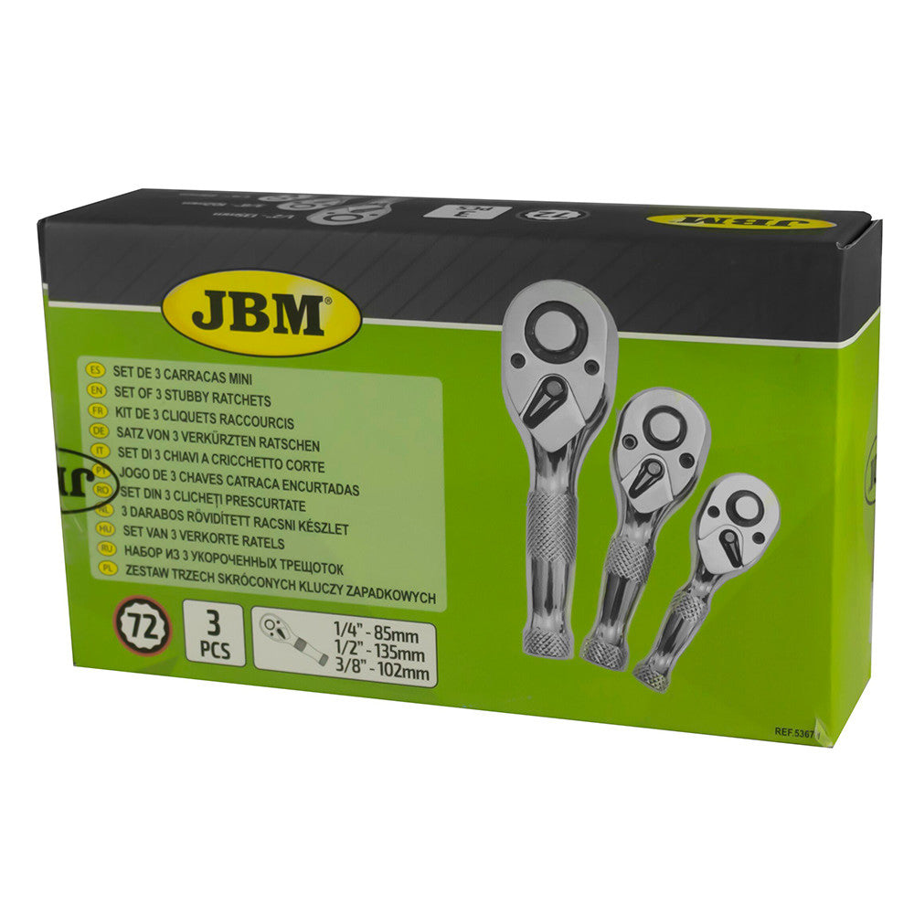 JBM Tools 3pc Stubby Ratchet Set