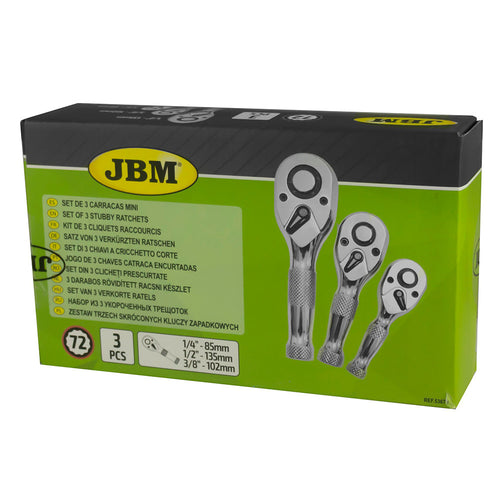 JBM Tools 3pc Stubby Ratchet Set