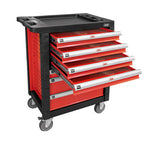 JBM Tools 7 Drawer Tool Trolley - Red +108pc Socket Tray Tools