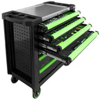JBM Tools 7 Drawer Tool Trolley w/ Tools XL - Green & Black