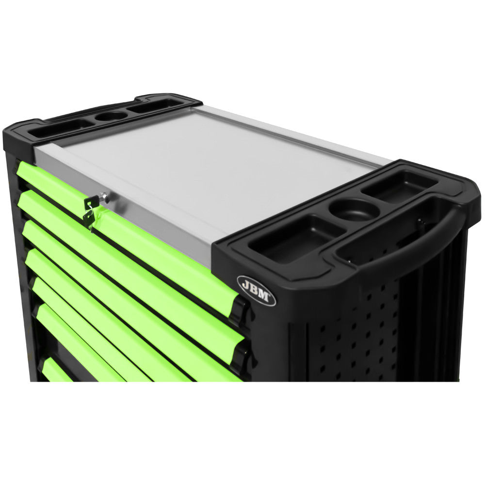 JBM Tools 7 Drawer Tool Trolley w/ Tools XL - Green & Black