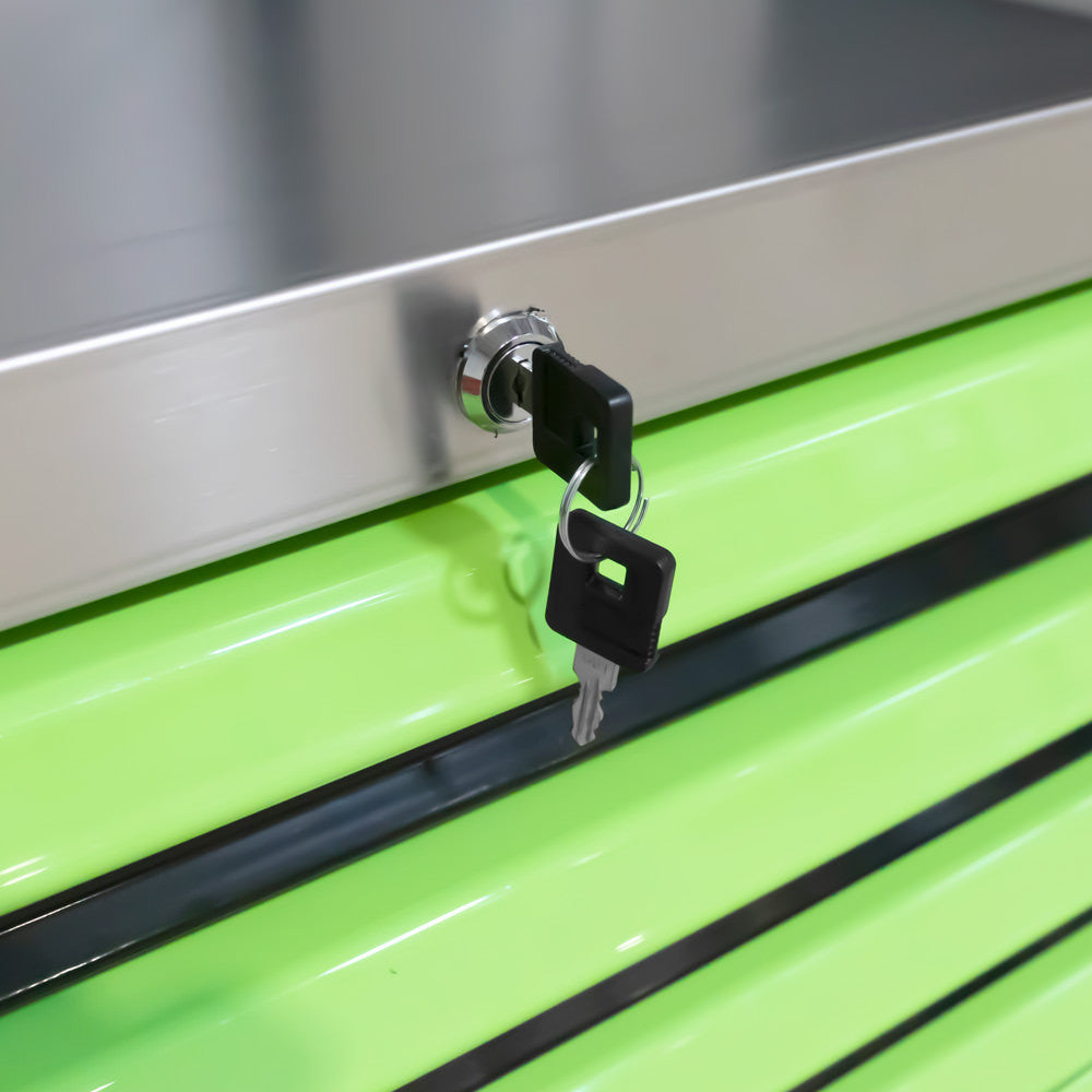 JBM Tools 7 Drawer Tool Trolley w/ Tools XL - Green & Black
