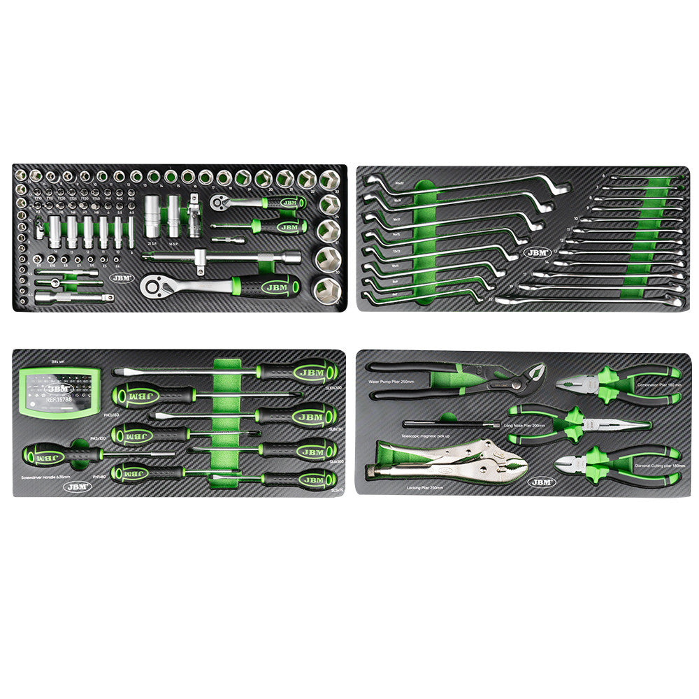 JBM Tools Portable Metal Tool Box 3dr with Tools 143pc