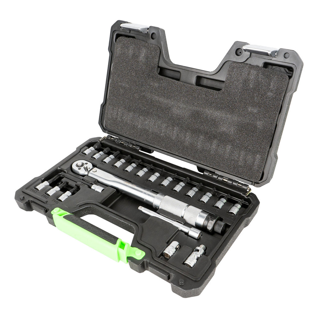 JBM Tools 21pc 1/4 Dr Socket Bit Set With Torque Wrench