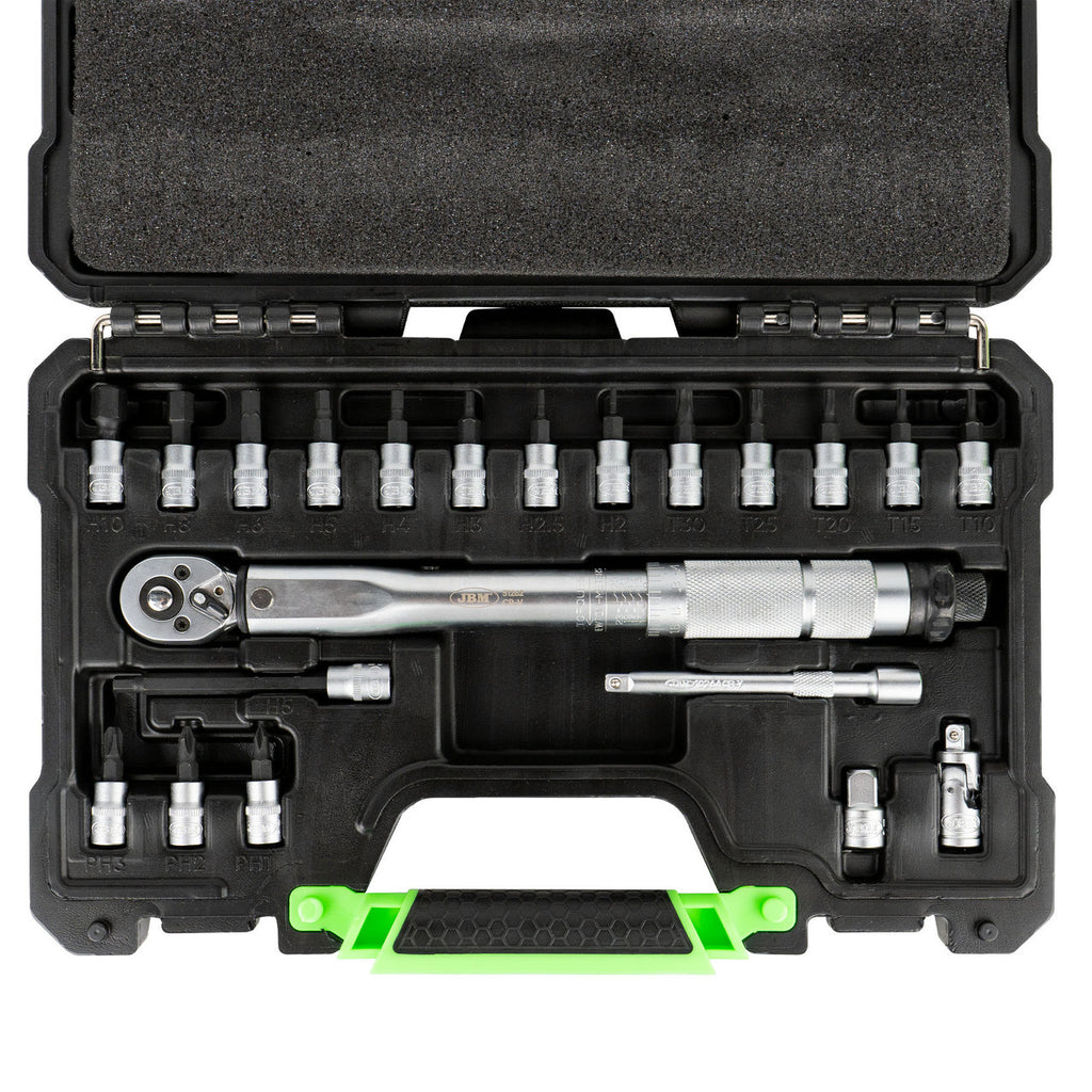 JBM Tools 21pc 1/4 Dr Socket Bit Set With Torque Wrench