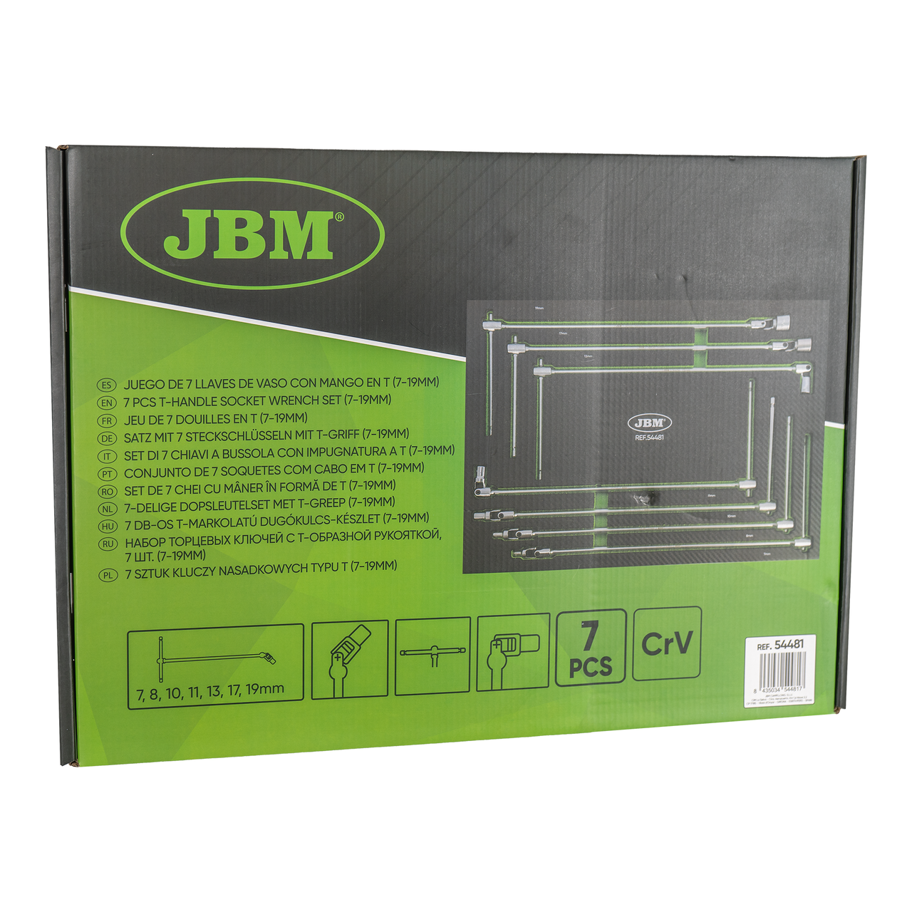 JBM Tools 7pc T-Handle Socket Wrench Set 7-19mm EVA