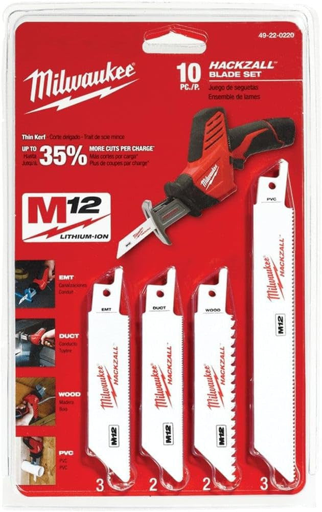 Milwaukee Hackzall Reciprocating Saw Blade Set - 10pcs 49220220