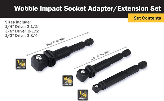 Titan Impact Wobble Socket Adapter Set 1/4, 3/8 & 1/2 Drive