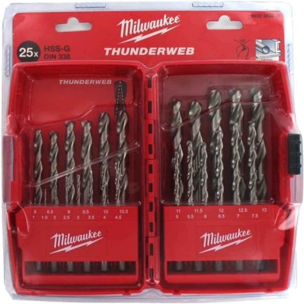 Milwaukee HSS-G Thunder Web Drill Set 25 Pieces 1mm-13mm - 4932352376