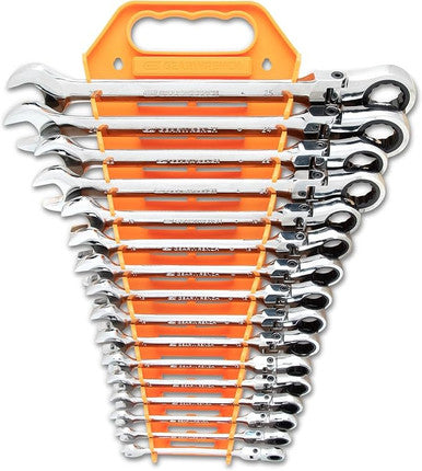 Gearwrench 16pc 12pt Flex Head Ratcheting Combi Spanner Set Metric