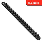 Ernst 1/2 18in Magnetic Socket Holder 17 Twist Lock Clips - Black