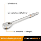 Gearwrench 2pc 1/4in & 3/8in Drive 90T Long Handle Ratchet Set