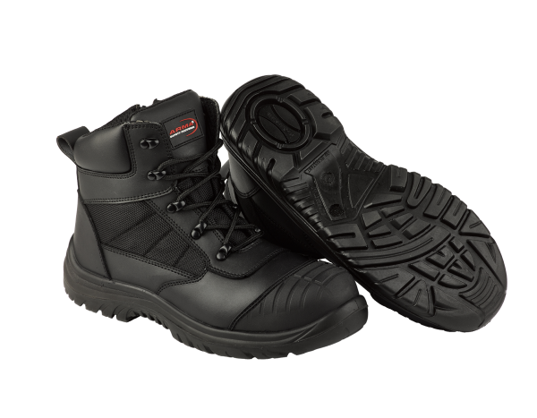 Arma Titan Black Leather Zip Side Boot Size 11