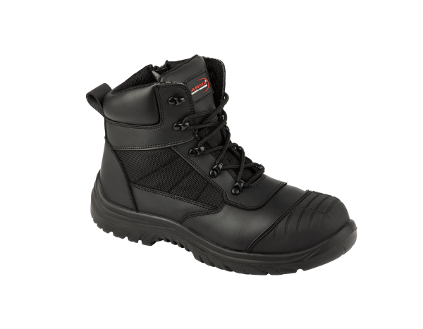 Arma Titan Black Leather Zip Side Boot Size 10