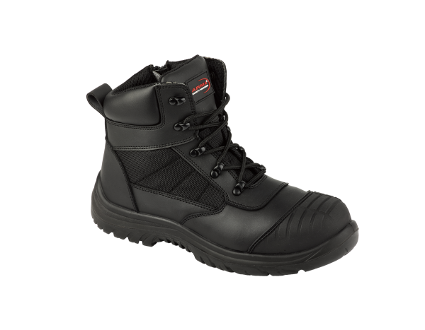 Arma Titan Black Leather Zip Side Boot Size 7