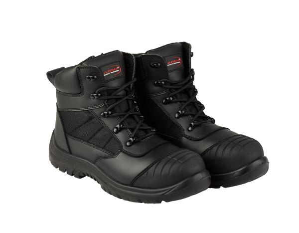 Arma Titan Black Leather Zip Side Boot Size 8