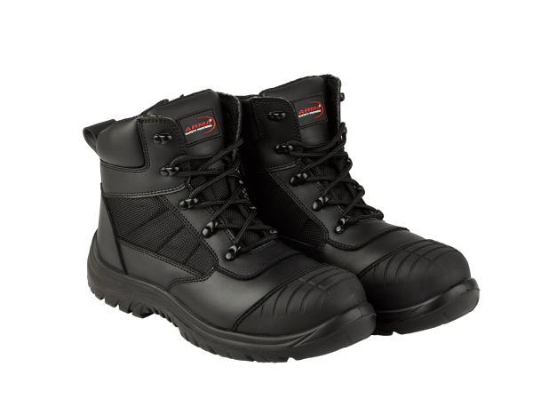 Arma Titan Black Leather Zip Side Boot Size 10