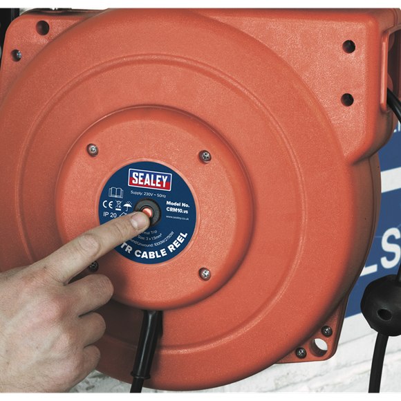 Sealey Cable Reel System Retractable 10m 2 x 230V Socket