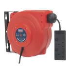 Sealey Cable Reel System Retractable 10m 2 x 230V Socket