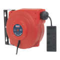 Sealey Cable Reel System Retractable 10m 2 x 230V Socket