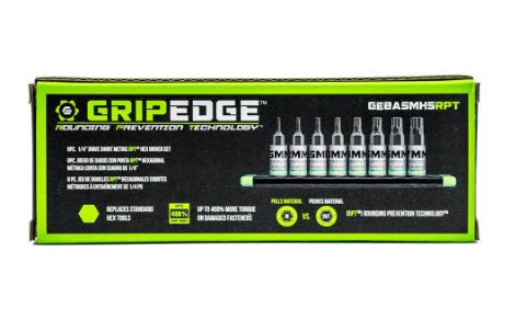 GripEdge 8pc 1/4 Dr Short Metric RPT Hex Driver Set
