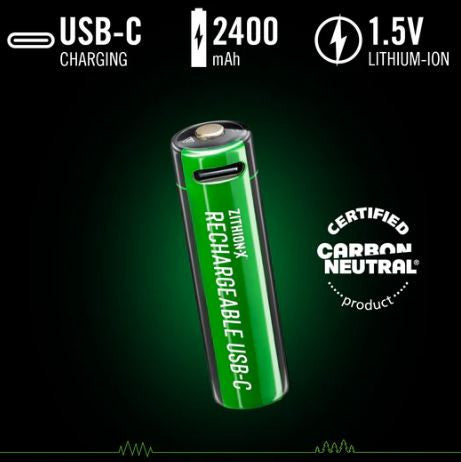 Coast 4pk AA Zithion-X Rechargable Batteries & USB-A/C Cable
